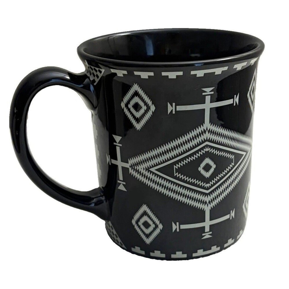 Pendleton Los Ojos Mug 18 Oz Blk/White Southwestern Geometric Ceramic Coffee Cup